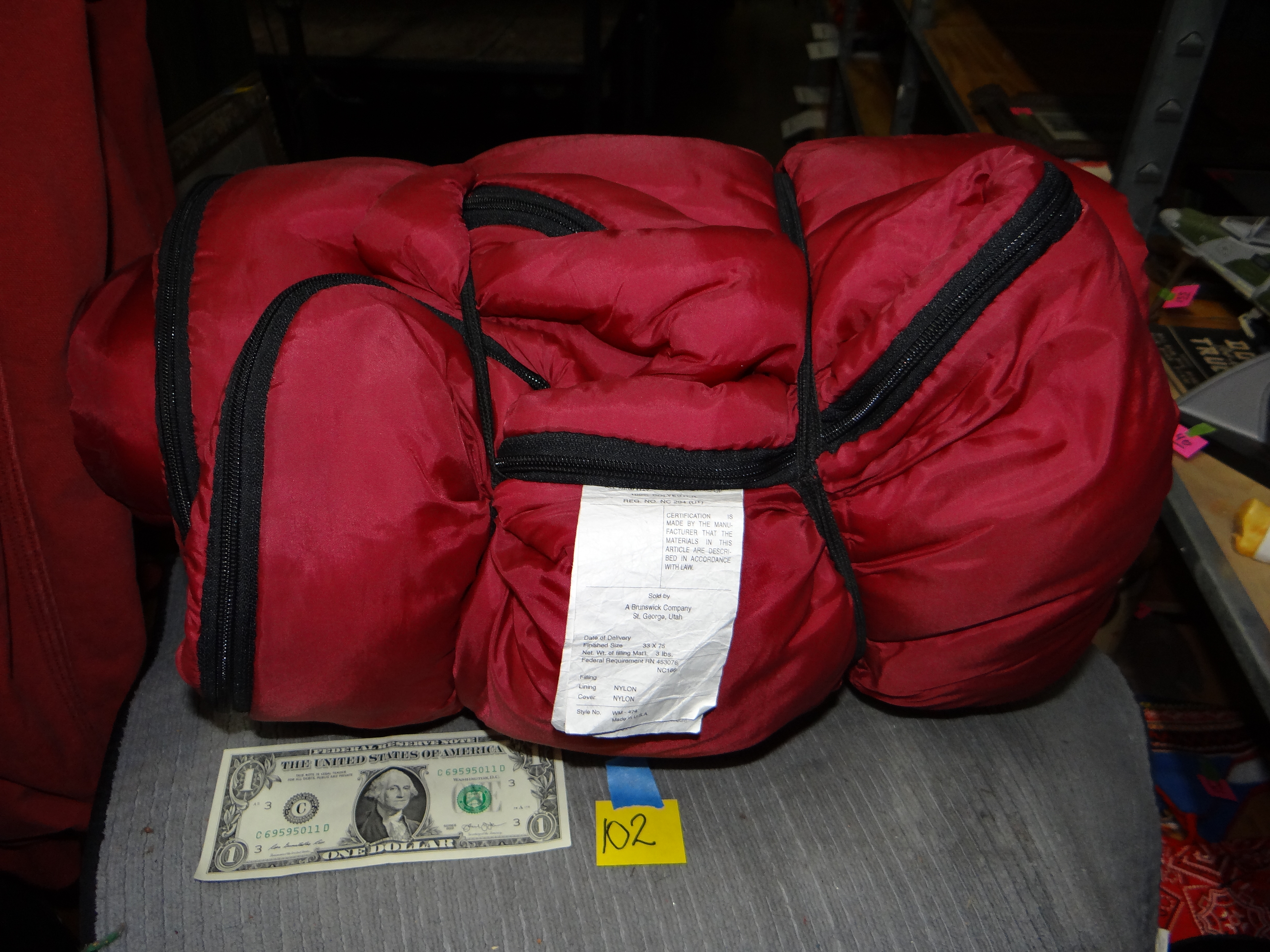 102-Red Sleeping Bag 33in x 75in