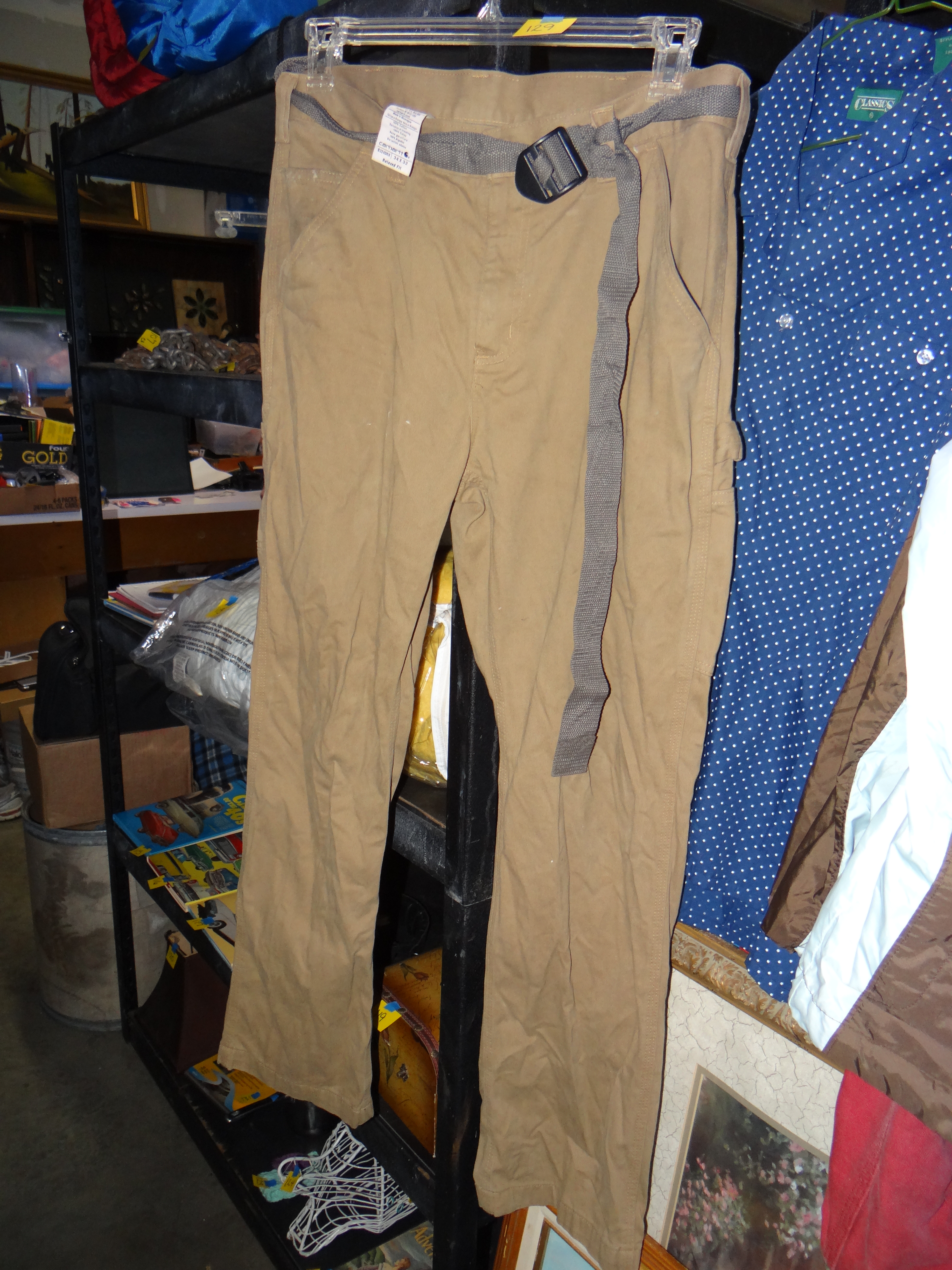 129-Camel Colored Men's Carhartt Pants Relaxed Fit 34 x 32