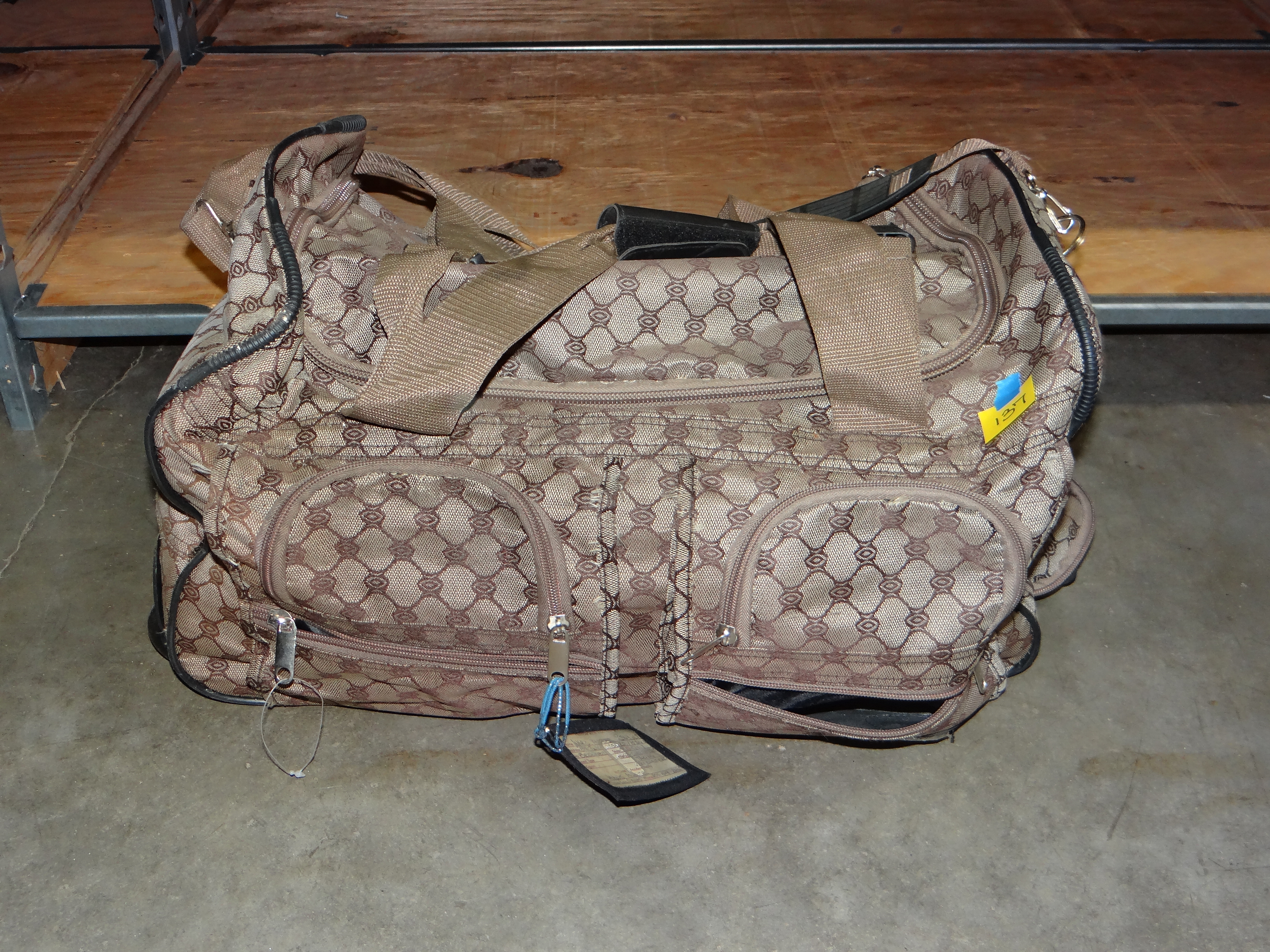 137-Brown Duffle Bag with Wheels & Telescoping Handle