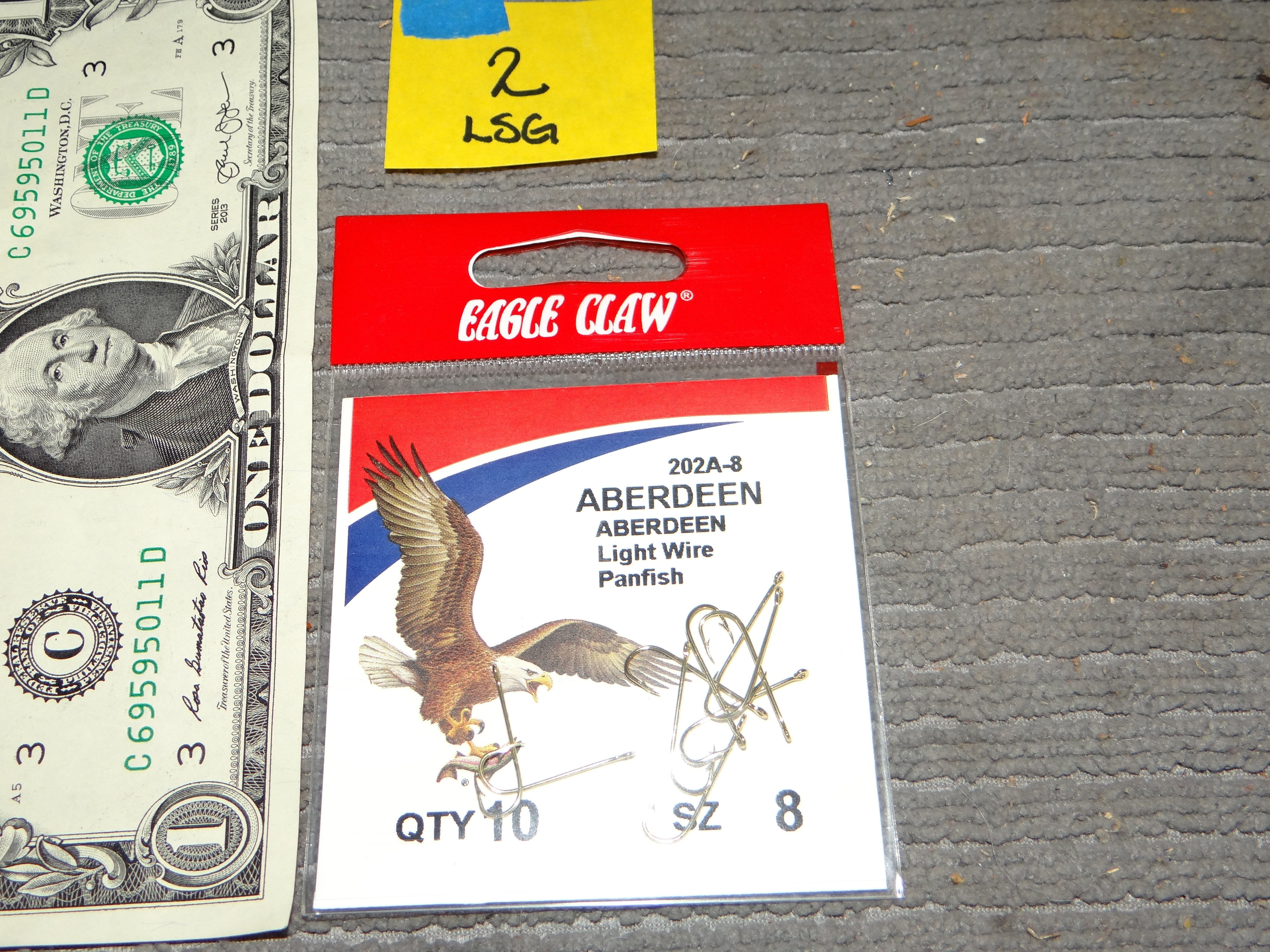 LSG2-Eagle Claw Aberdeen Size 8 Qty 10 Hooks