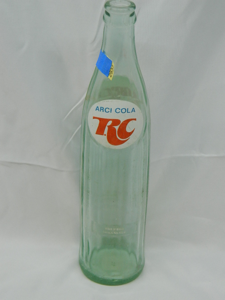 AA2933- Vintage Green Glass 'ARCI COLA RC' Soda Bottle 10.5 Inches Tall