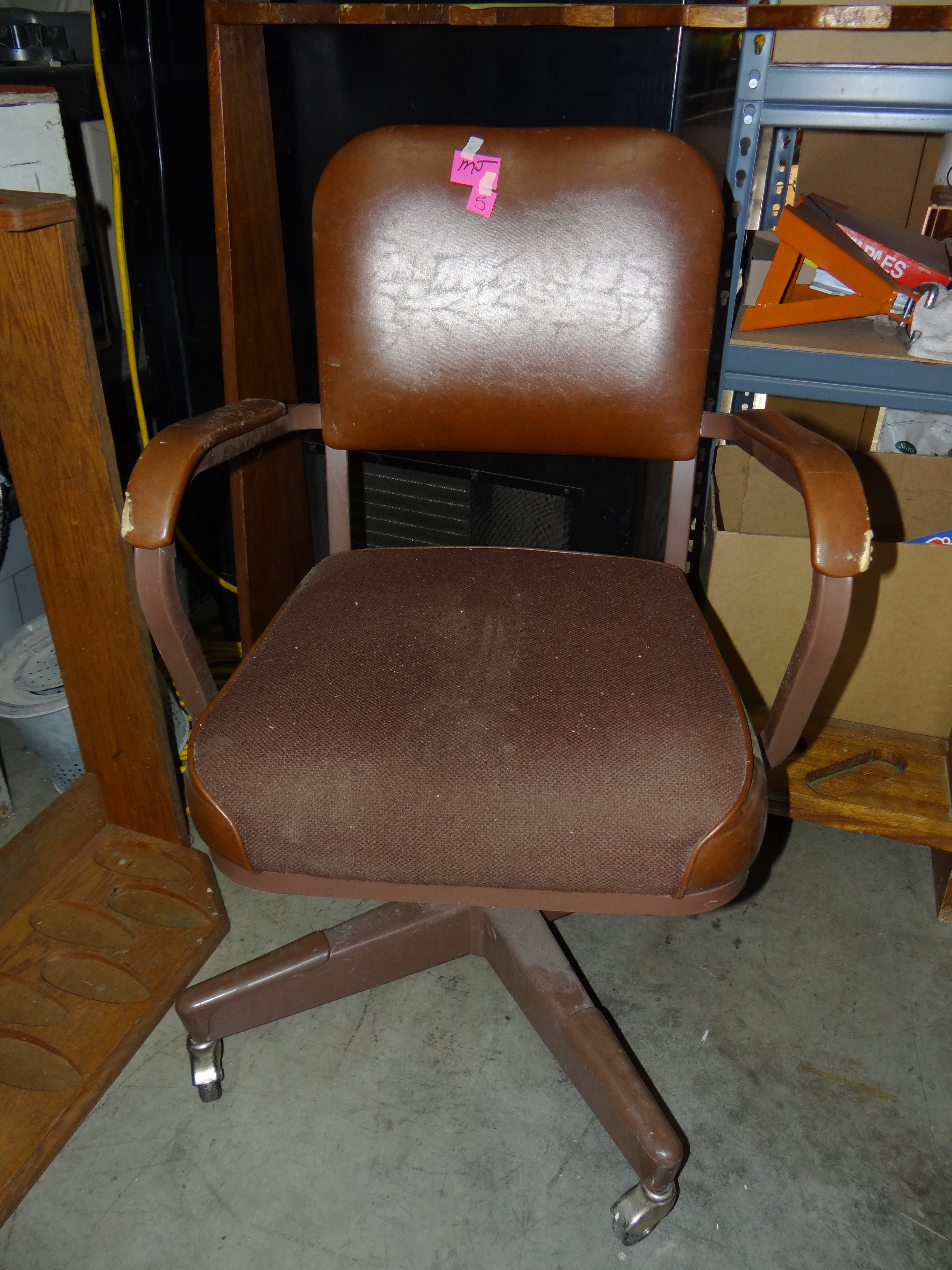 MJ5-Vintage Brown Secretary Style Swivel Chair