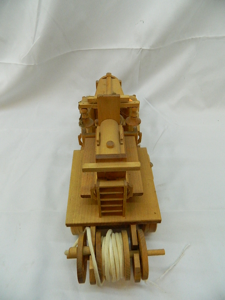 ML4144- Vintage Wood Made Hand Carved Old Style Fire Truck 7 x 15 x 5.5