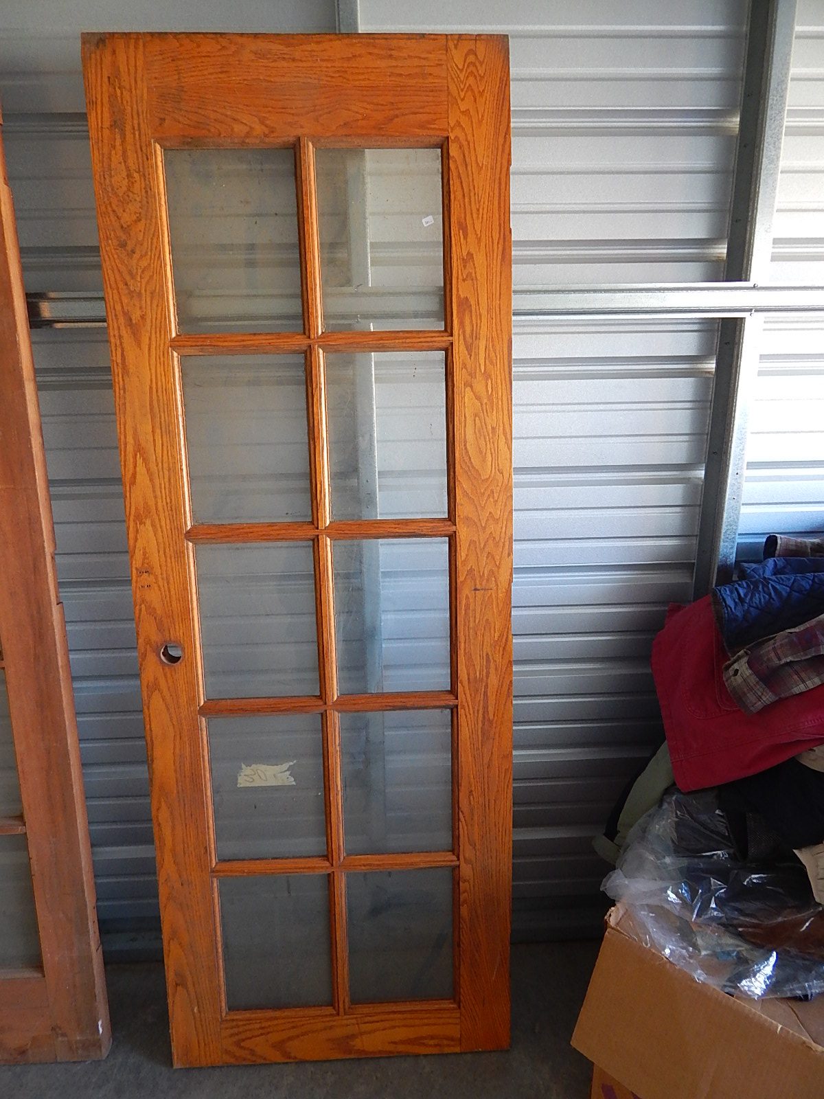 6-Oak Glass Panel Door 28in W x 77-1/4in T No Hardware