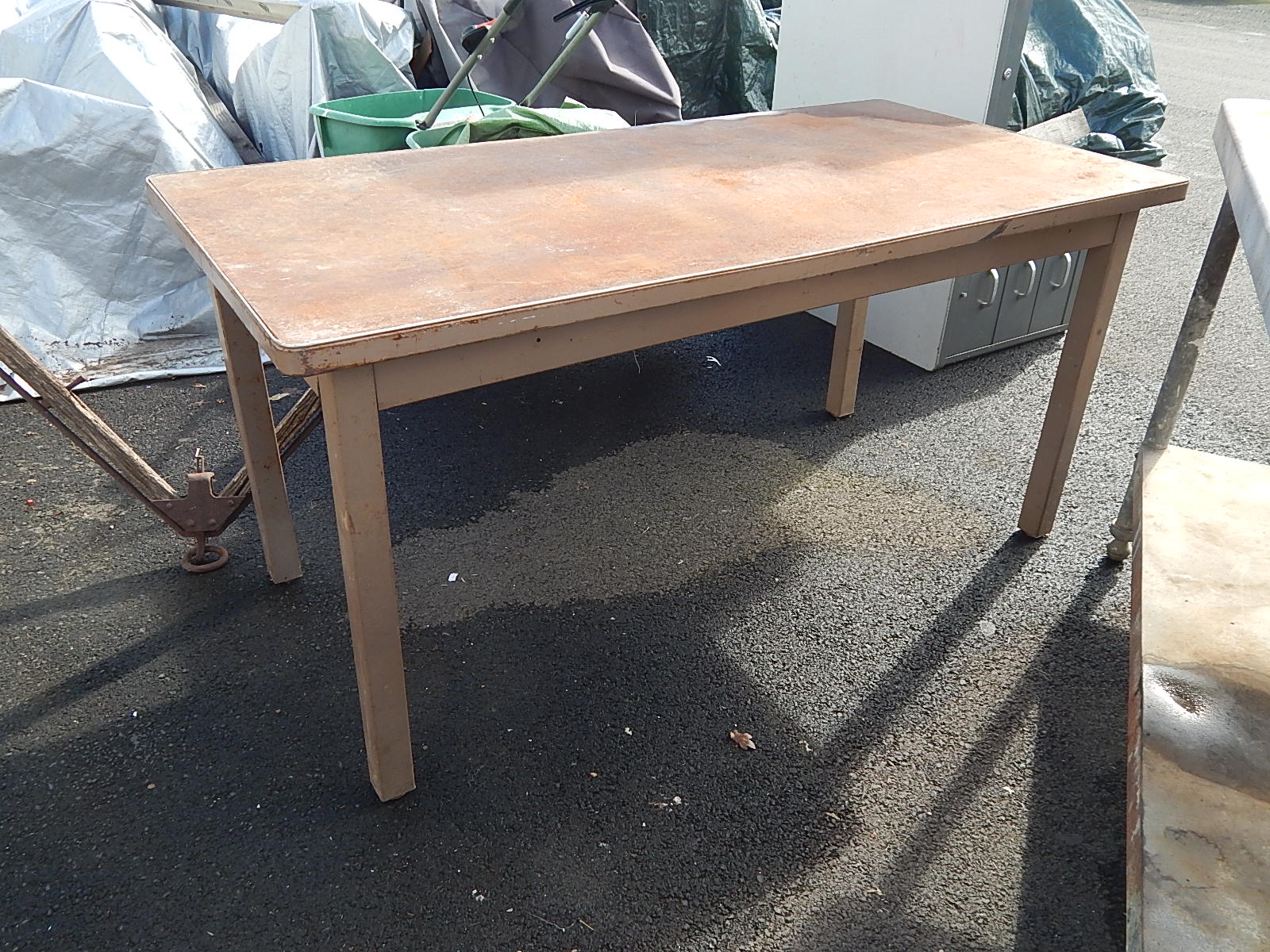 16-Brown Metal Table or Workbench