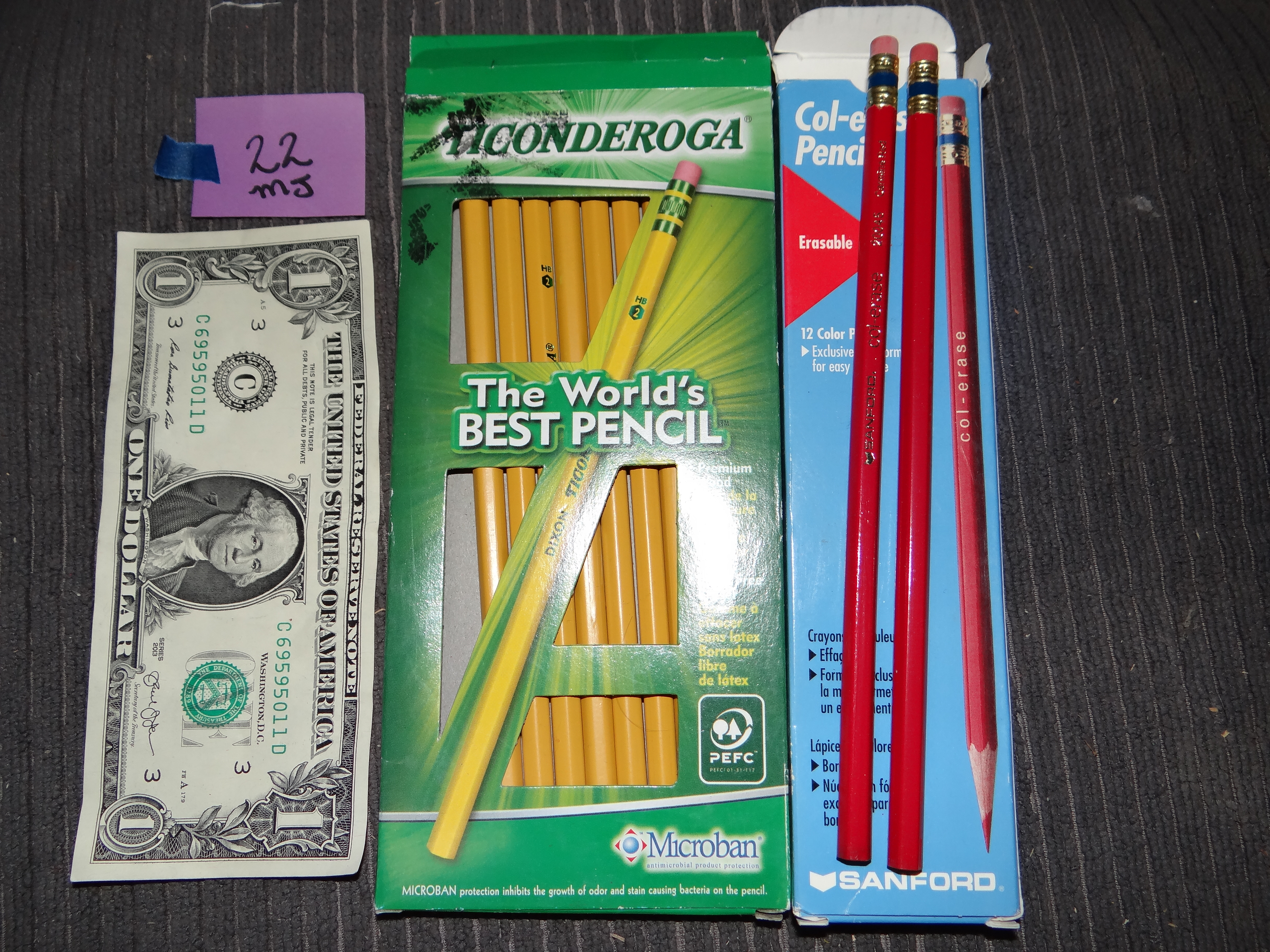 MJ22-One Partial Box of Ticonderoga No. 2 Pencils & Two Erasable Red Pencils