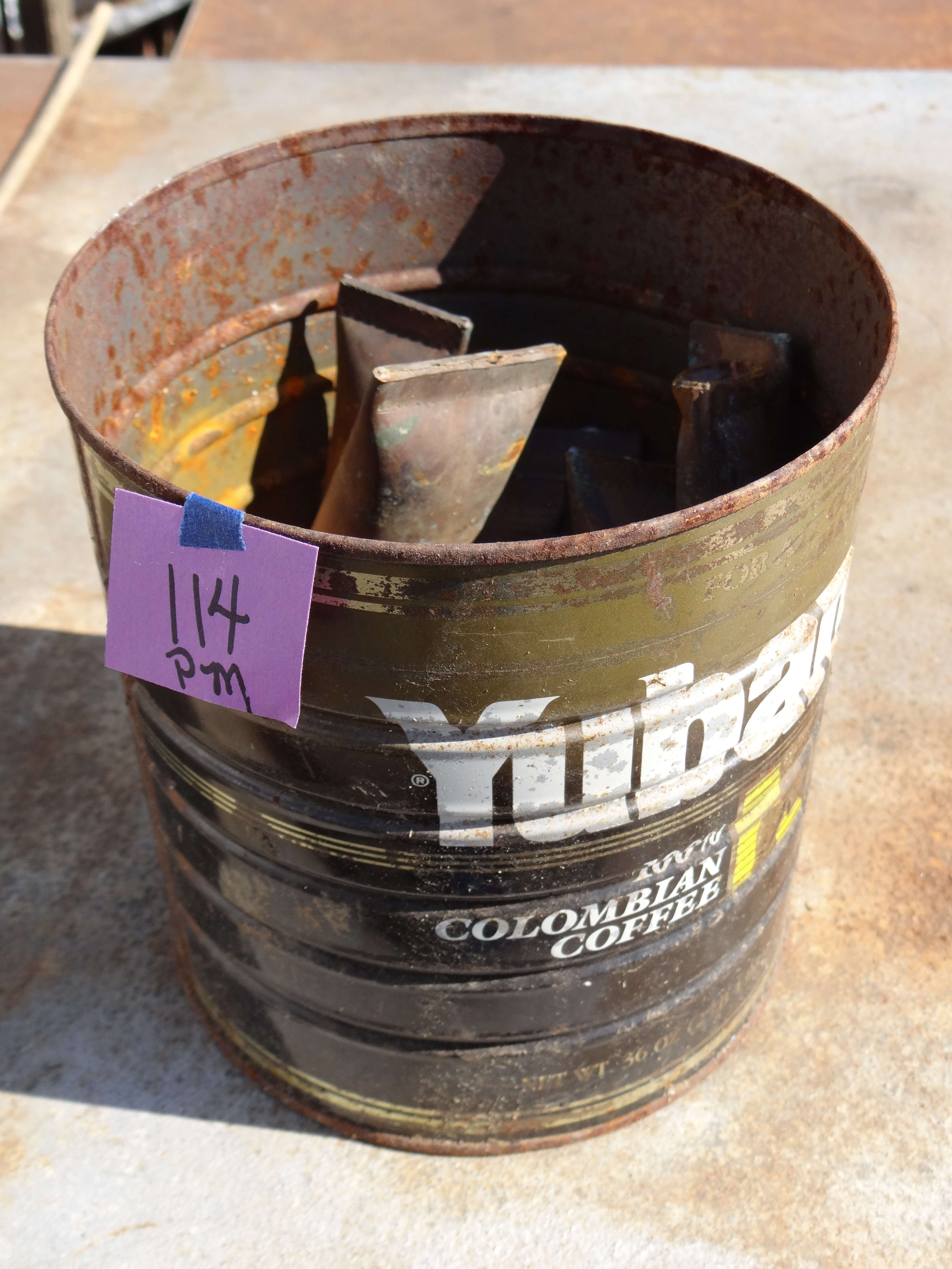 PM114-Coffee Can Full of Homemade Sinkers, Copper Outside, Full of Lead