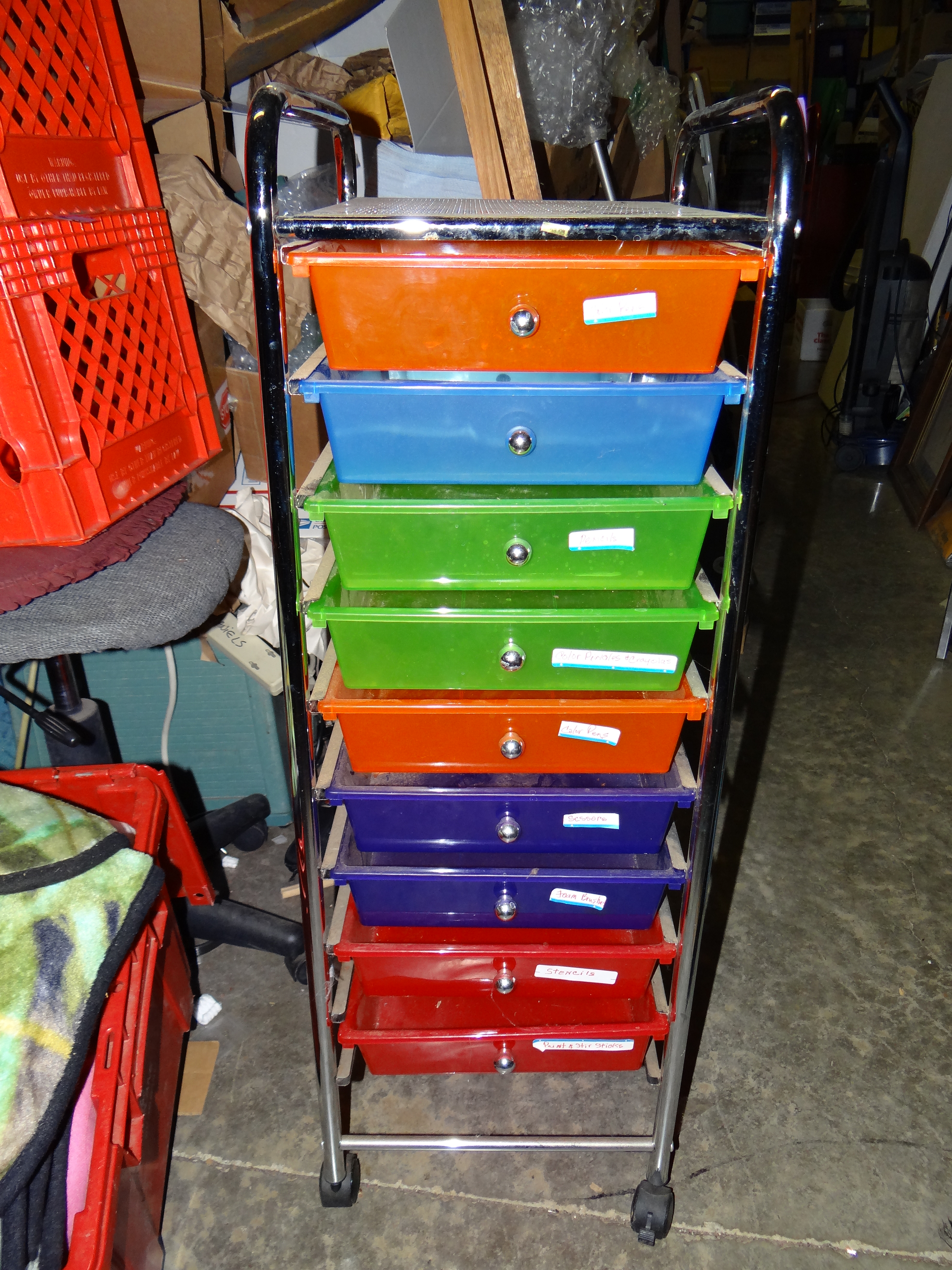 CO1-Multi Colored Drawer Cart 9 Drawers Total