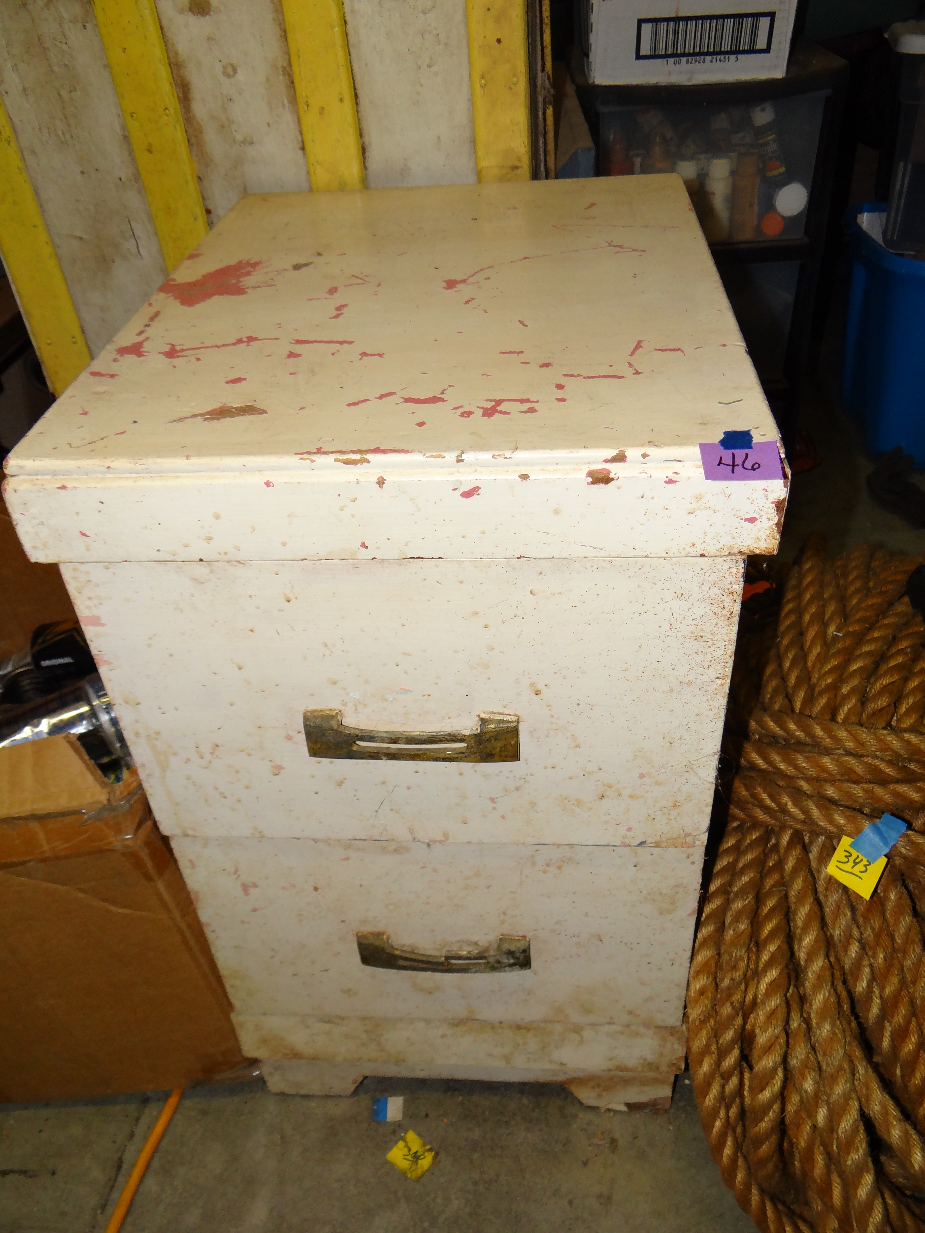 CO46-White (needs repainted) Solid Wood Night Stand or Filing Cabinet (deep drawers)