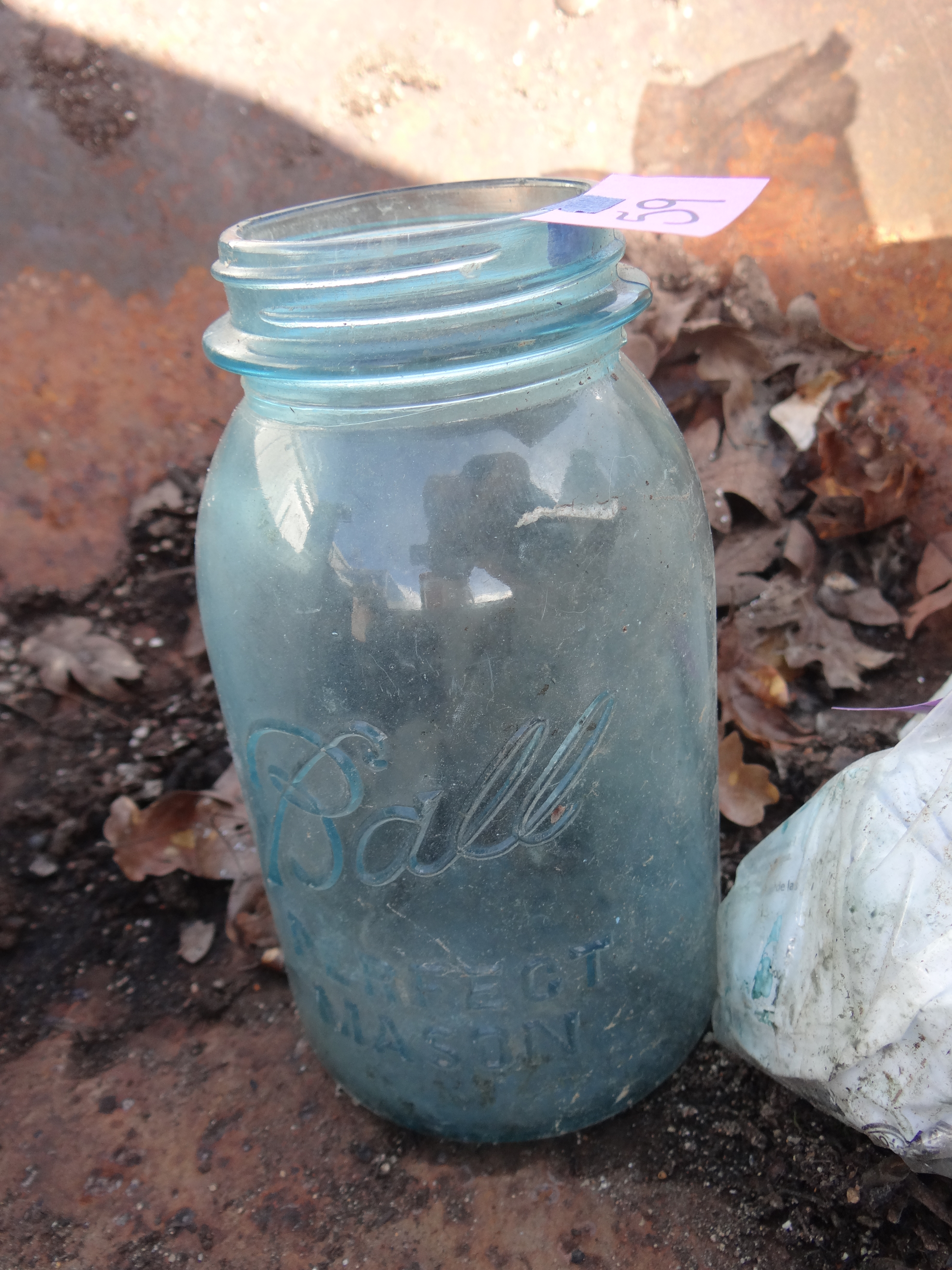 59-Blue Glass Ball Quart Size Jar