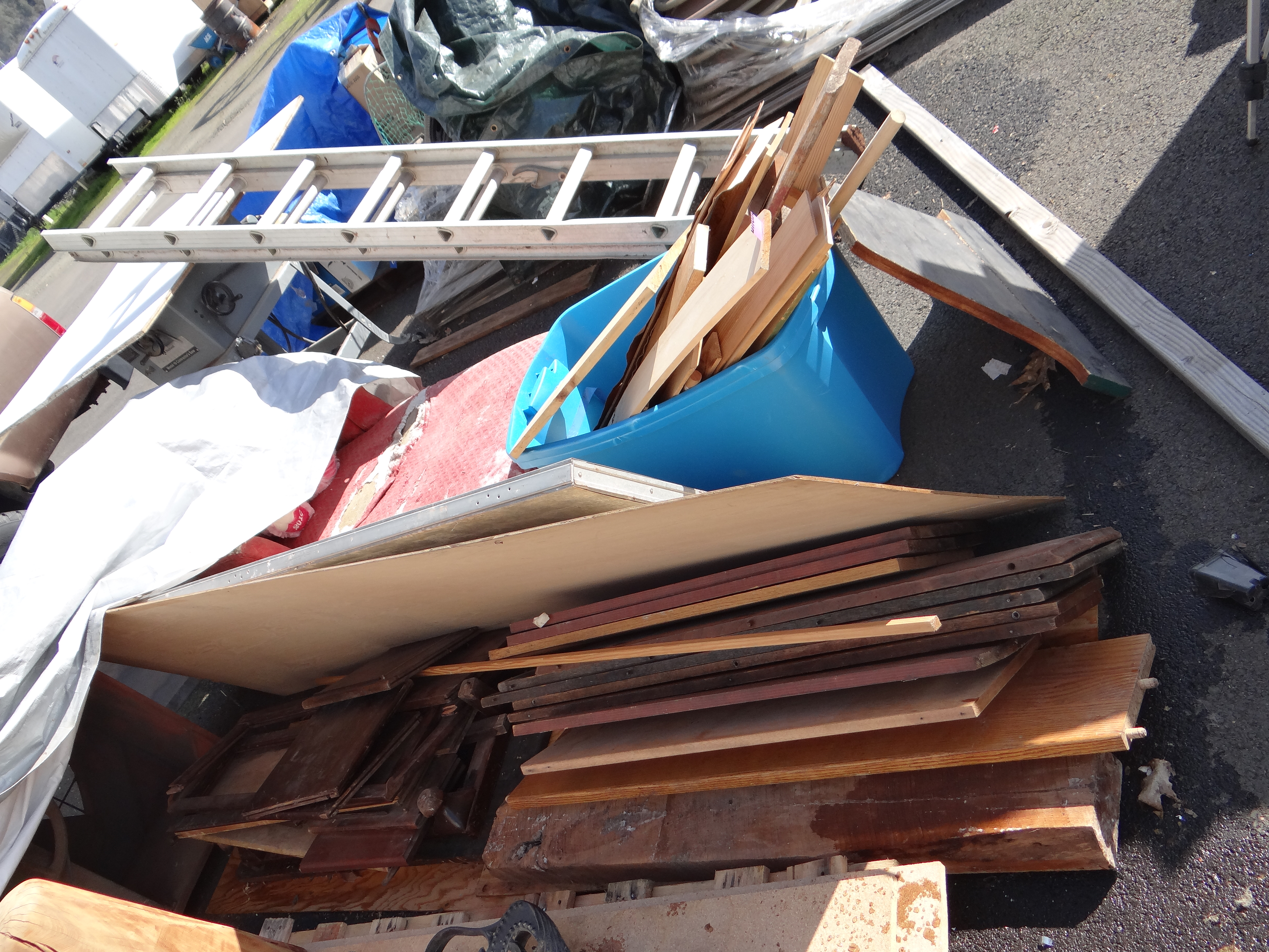 62-EXTRA LARGE Lot of Scrap Wood, Stacking Bookcase, Table Leaves, Metal Door & Lots Lots More