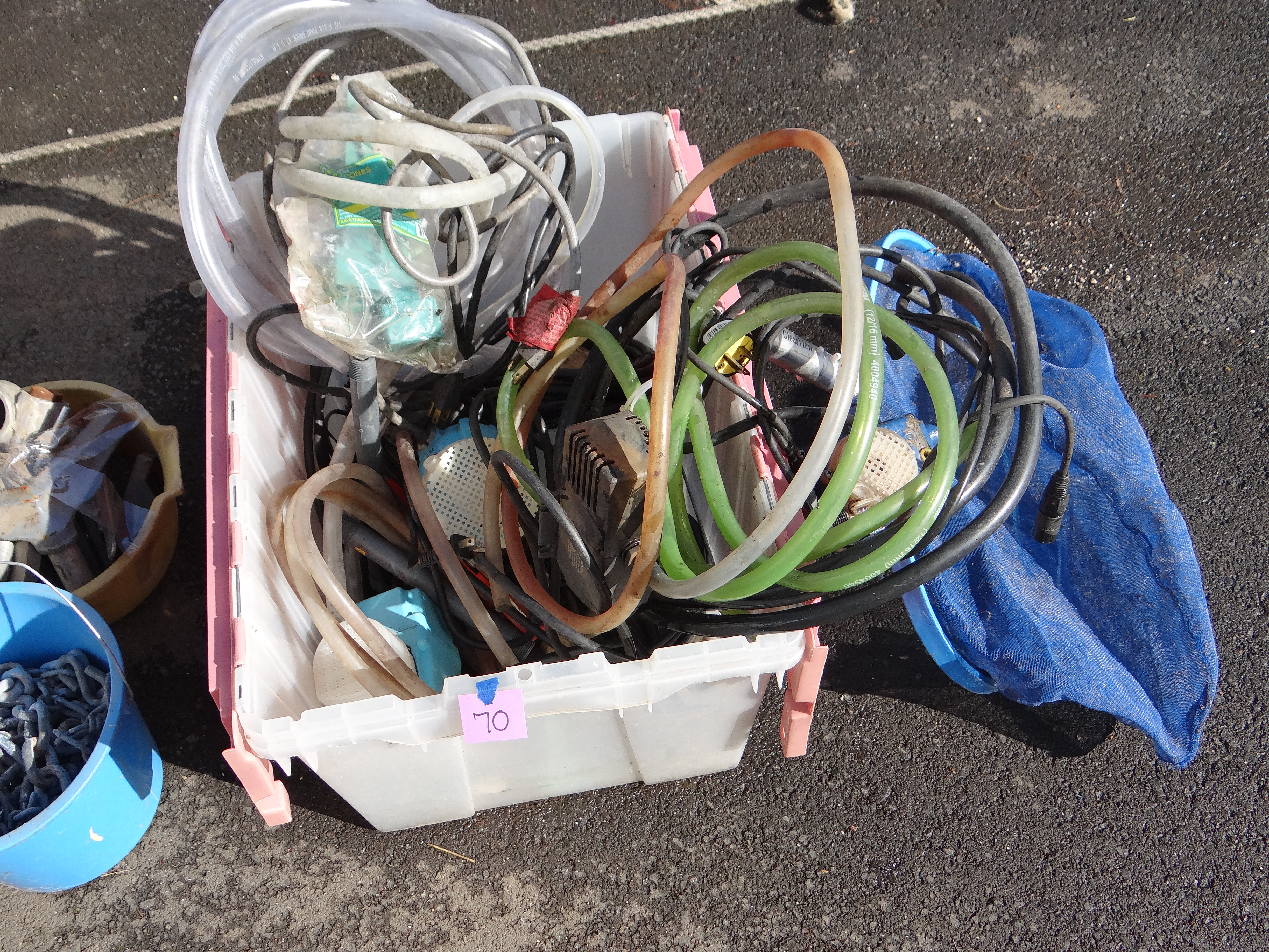 70-Large Tote of Pond Pumps & Accessories