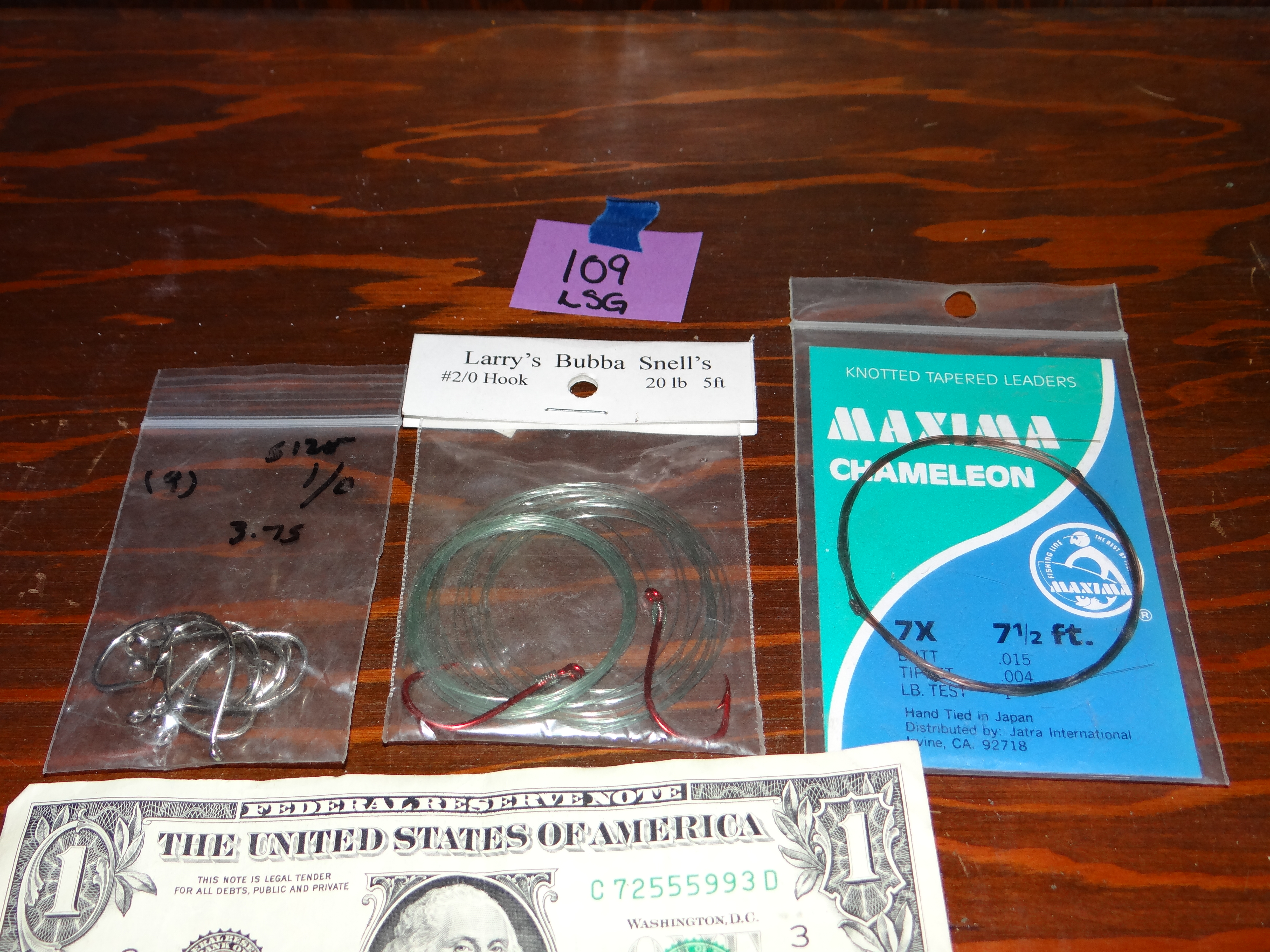 LSG109-Maxima Lead, Larry's Bubba Snell, & 9 Size 1/0 Hooks
