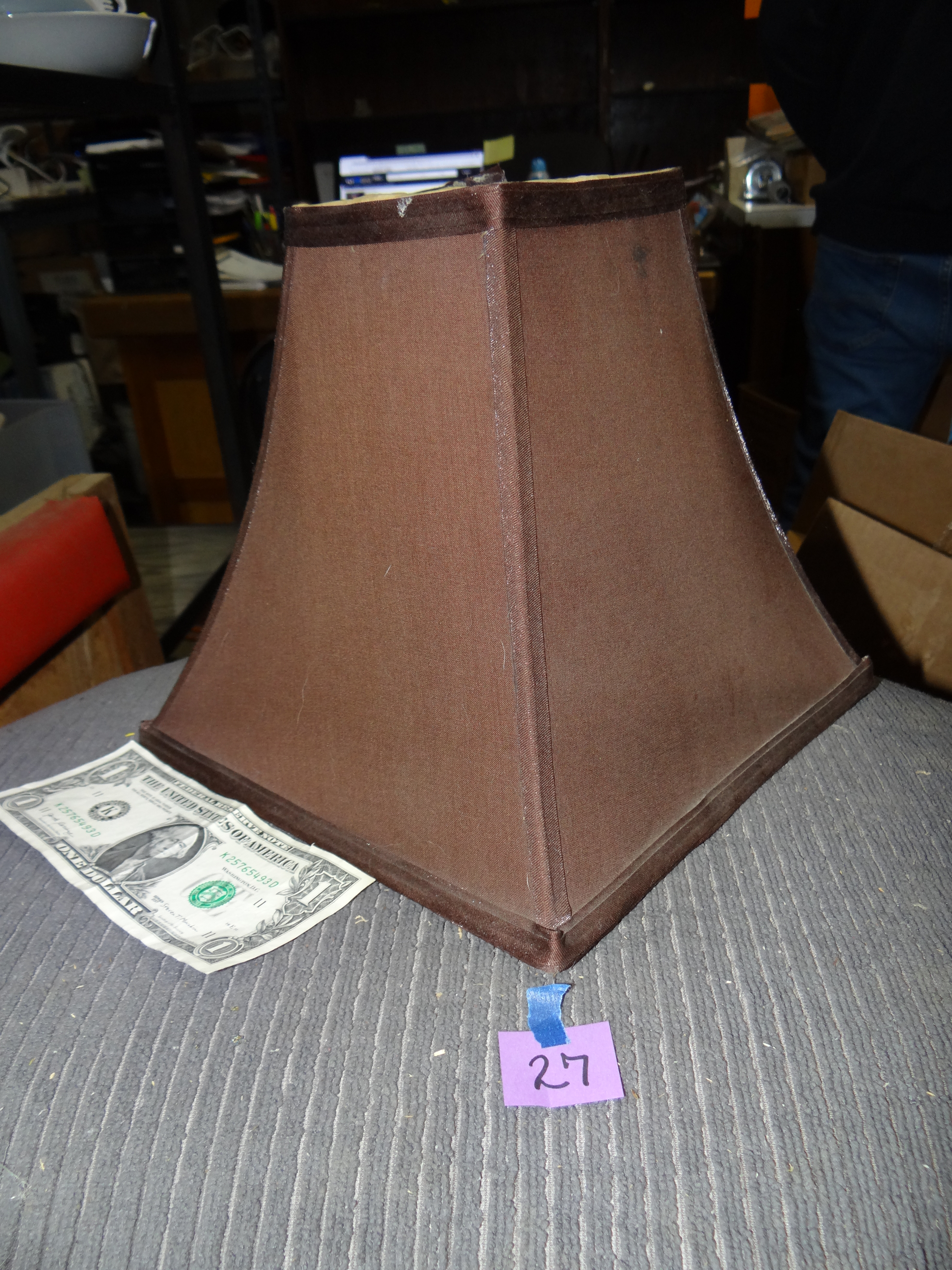 27-Shimmery Brown Square Shaped Lamp Shade