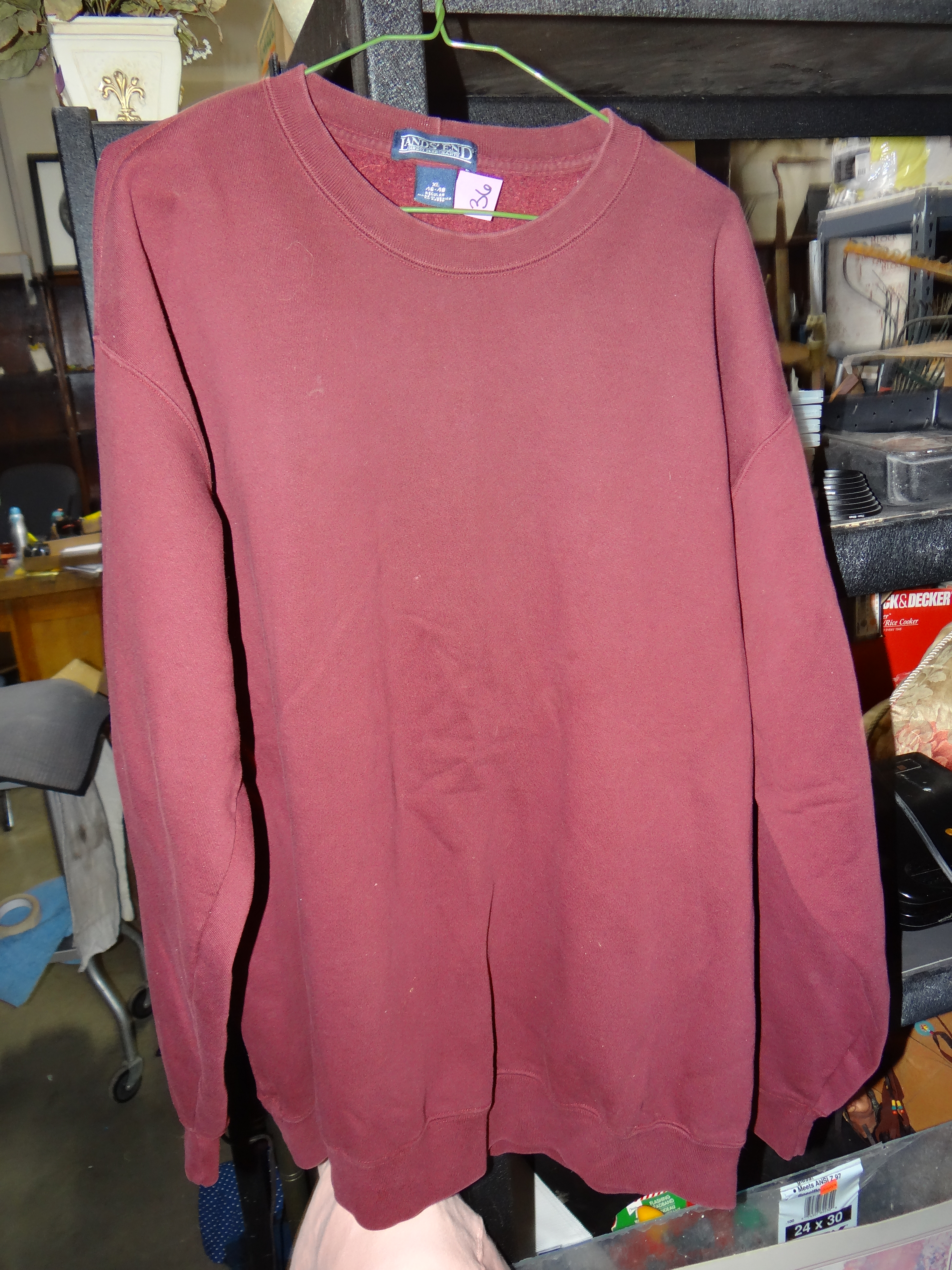 36-Lands' End Maroon Sweatshirt Size XL