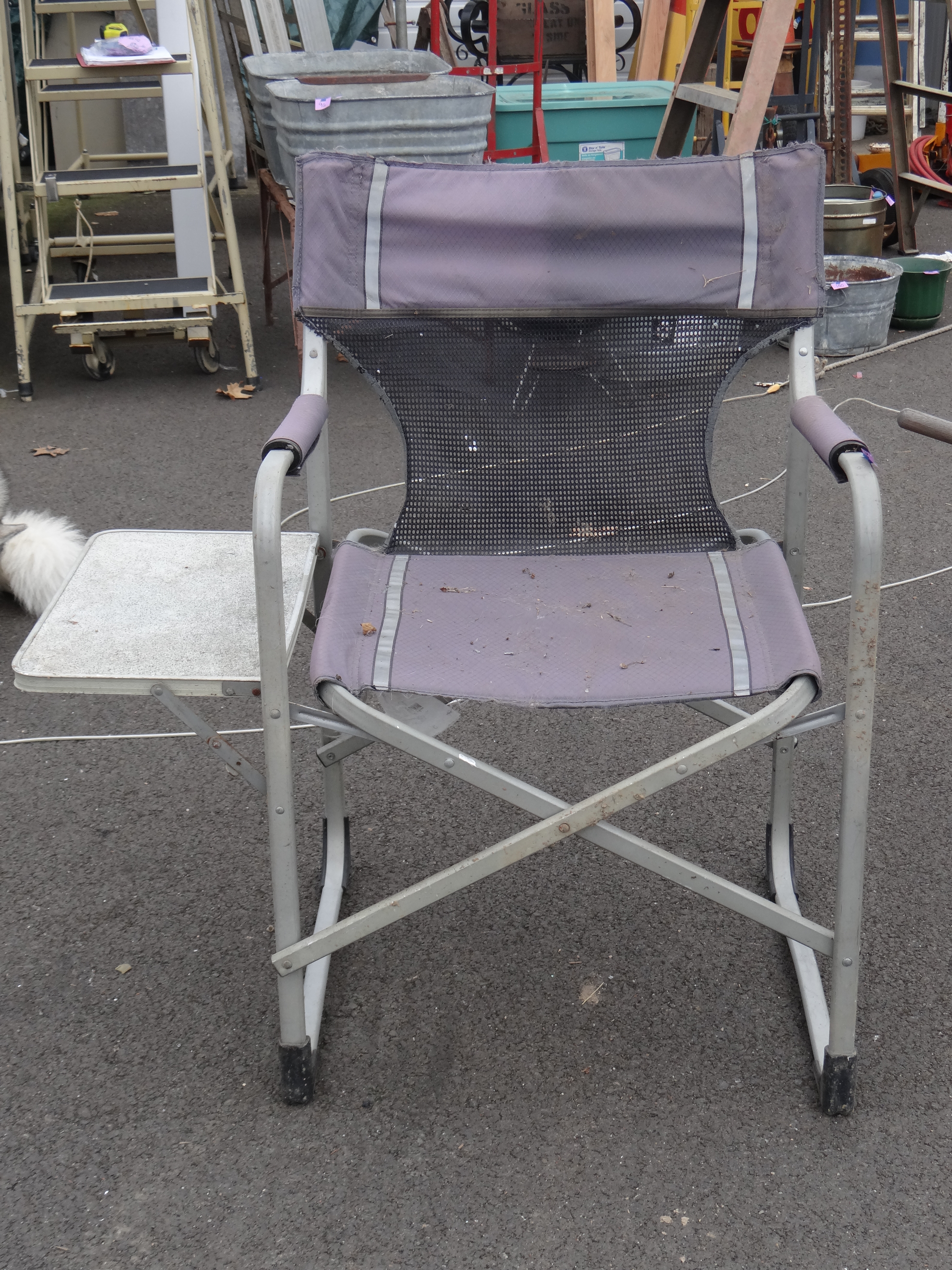 82-STURDY Folding Camp Chair with Foldable Side Table