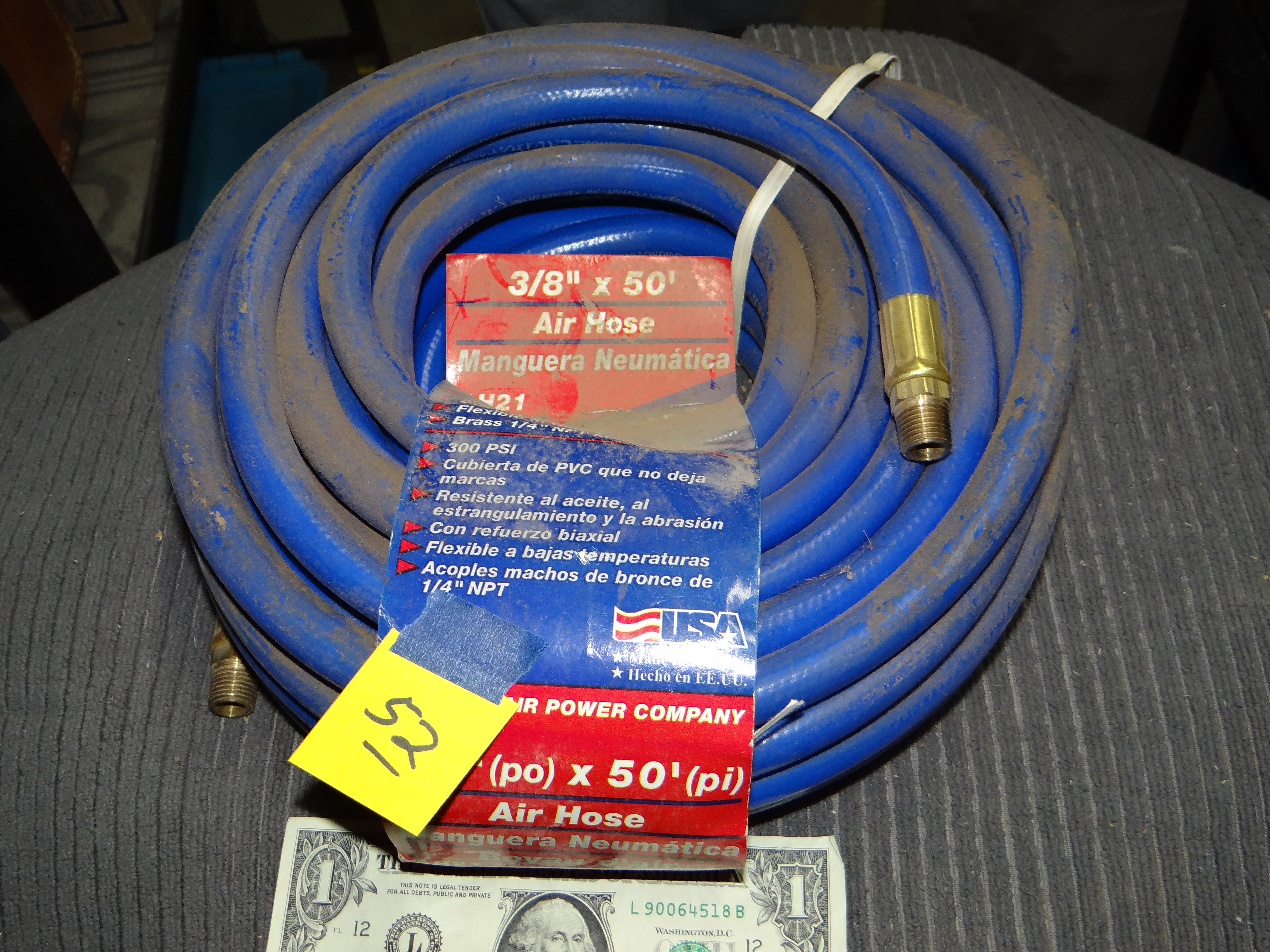 52-Blue 3/8in x 50ft Air Hose w/ Connectors NEW