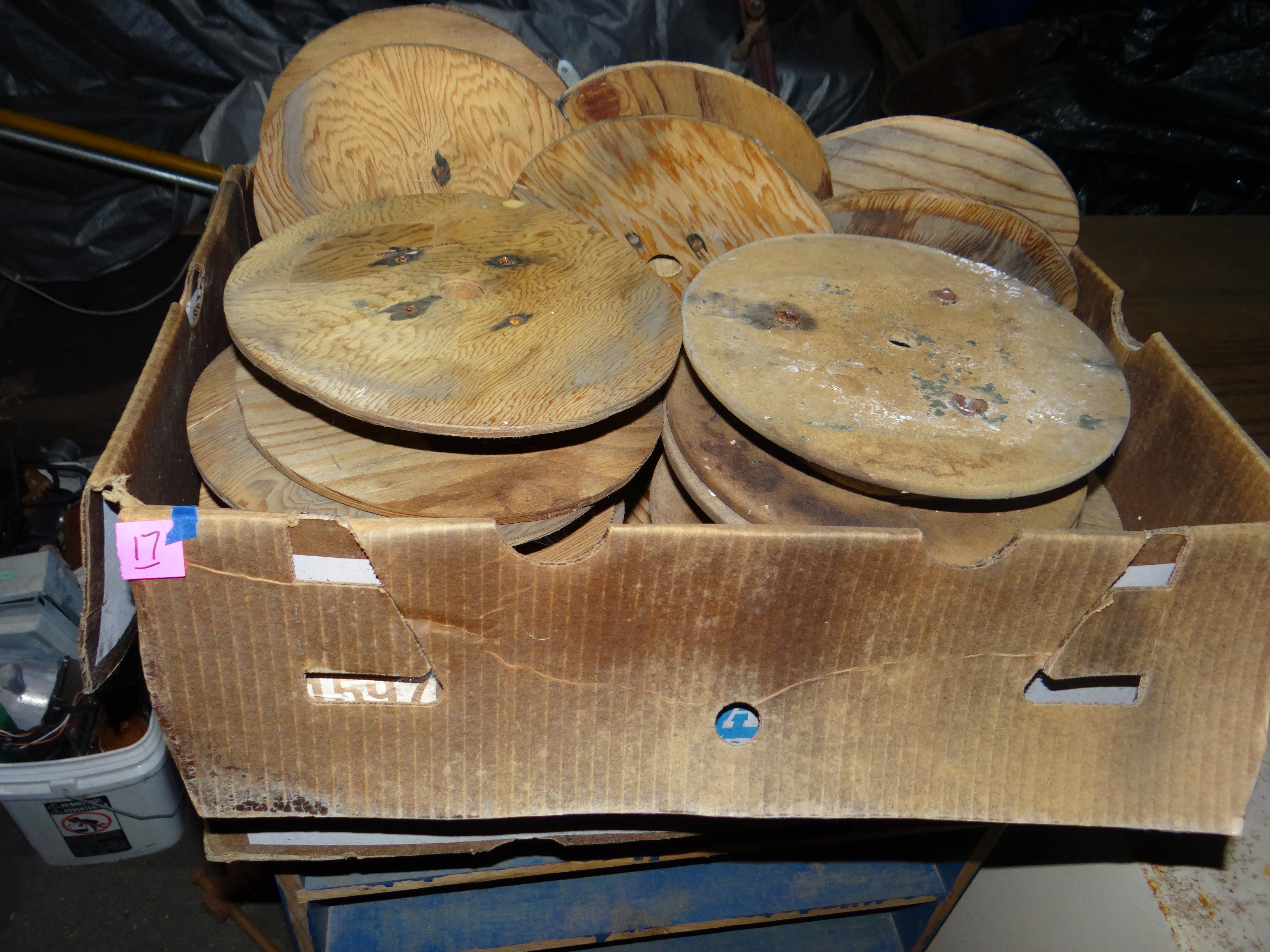 17-Box of Wooden Spools