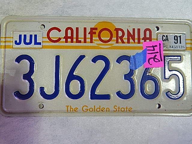 214-California License Plate (single)