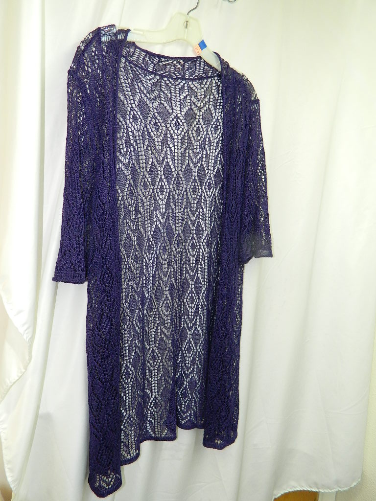 OE6773- WOMENS Beautiful Size Medium/Large? Dark Purple Crochet Style ...